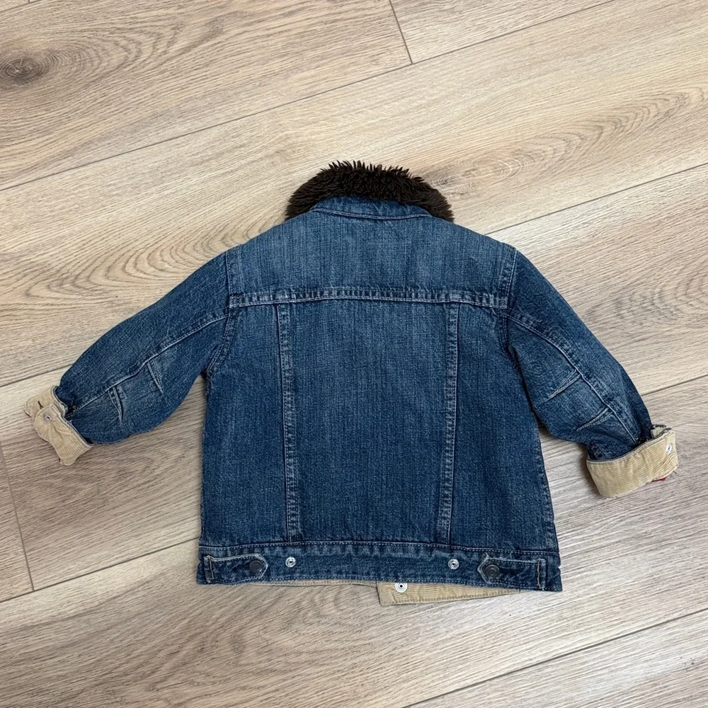 Vintage GAP Y2K Denim Fur Lined Sherpa Jacket Size 4